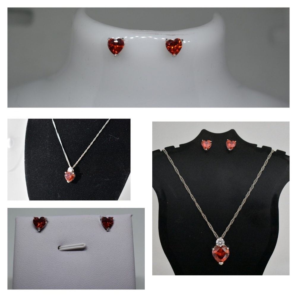 NWOT Heart necklace & earrings